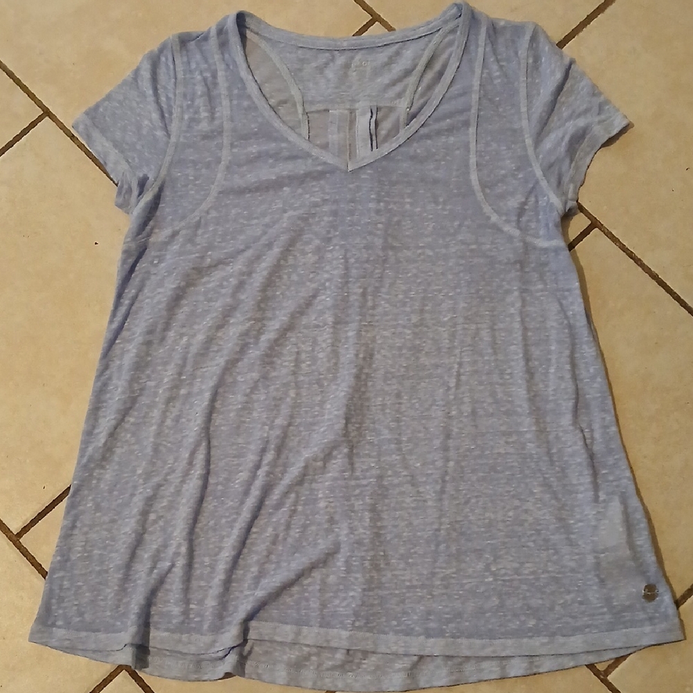 CALVIN KLEIN Womens Size S Blue Burnout Sport Vneck Tee